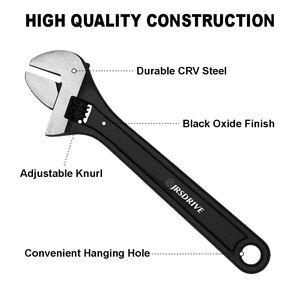 Clé à molette réglable en acier au carbone, traitement thermique complet, anti-corrosion, oxyde noir, garantie 1 an, qualité industrielle pour le bricolage et l'OEM - Product Image 3