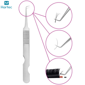 Top Trendy Product Eyelash Grafted Tweezers Set In Silver Color Angled Curved For Volume Tweezers For Lashes Extension - Product Image 5