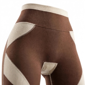 High Waist Lightweight Thin <b>Brown</b> Casual <b>Leggings</b> Full Length Seamless Knitted Stretch Breathable Compression Women's - Product Image 6