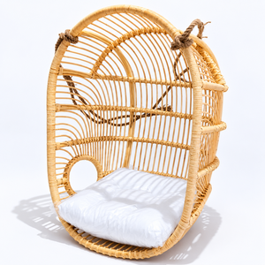 Silla Colgante Moderna de Ratán Estilo Nido de Pájaro, Cuna Mecedora Tejida para Jardín, Balcón u Hotel, Hecha en Indonesia - Product Image 1