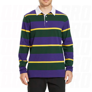 Chemise classique en tricot avec logo brodé personnalisé, manches longues, polo de rugby de haute qualité, coton épissé, polos de rugby personnalisés, vêtements d'équipe personnalisés - Product Image 3