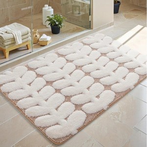 Tapis de bain moderne en coton, rectangulaire, motif abstrait, épais, tufté, antidérapant, avec support en caoutchouc, pour usage domestique - Product Image 4