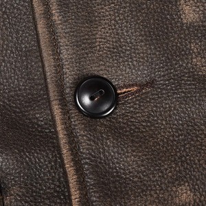 Vintage Brown Coated Genuine <b>Leather</b> Breathable Varsity <b>Jacket</b> Men Casual <b>Plus</b> <b>Size</b> 4XL Hooded Stand Collar Slim Fit Autumn - Product Image 5