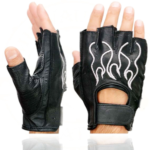 Samroz Sports Men's <b>Black</b> Flame Embroidered <b>Fingerless</b> <b>Gloves</b> - Product Image 3