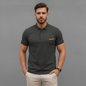Polo de Algodón Gris Oscuro para Hombre, Nuevo Modelo 2026, Manga Corta, Logotipo Bordado en la Parte Delantera, Informal, Transpirable, Tela Oxford, Corte Regular - Product Image 1