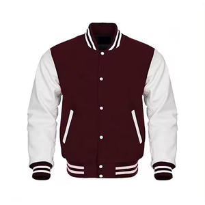 Chaqueta de béisbol Letterman de cuero vacuno con mangas de cuero y cuerpo de lana auténtica, cierre de botones cubiertos, chaqueta cómoda para hombre. - Product Image 6