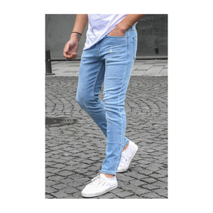 Jean en denim coupe droite pour homme, nouveau design de haute qualité, style hip-hop, avec boutons et rivets, finition délavée, disponible en plusieurs coloris pour l'été - Product Image 5