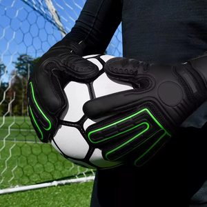 Premium Quality German Latex Custom Design Black and Green Negative Cut Soccer Goalkeeper <b>Gloves</b> With 4mm German Latex - Product Image 5