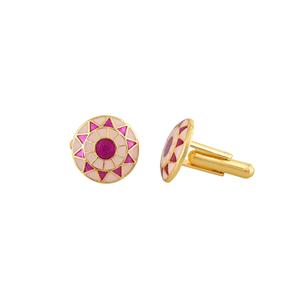 Mancuernillas de Lujo con Hebilla Redonda de Latón Chapado en Oro para Hombre, Esmalte Rosa, Geométricas, Accesorios Formales para Camisa, Regalo de Boda o Negocios - Product Image 6