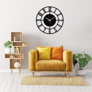Horloge murale en métal contemporaine, design moderne à cadre ouvert, horloge décorative pour l'intérieur de la maison, décoration murale élégante pour le salon - Product Image 4