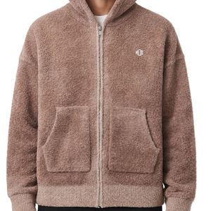 Sudaderas con capucha de forro polar Sherpa para hombre, con cremallera completa, estilo oversize, textura de peluche, cálidas para invierno, con logo personalizado, suministro al por mayor - Product Image 2