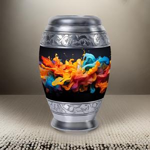 Hand Painted Aluminum Cremation Urn for Adult Ashes Abstract Art Memorial Vase Durable <b>Large</b> Funeral Burial Decorative Metal <b>Jar</b> - Product Image 5