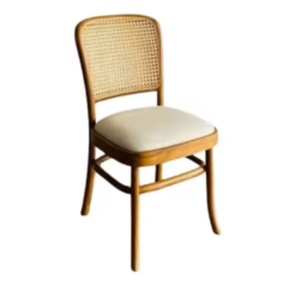 Sillas de comedor de madera de teca y ratán con asientos de espuma gruesa y suave a un precio económico. - Product Image 1