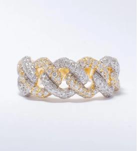 Cuban Link Brilliant Cut Diamond Bezel Set Iced Sterling <b>Silver</b> Gold <b>Silver</b> Two Tone Hip Hop <b>Statement</b> <b>Ring</b> Unisex Luxury - Product Image 4