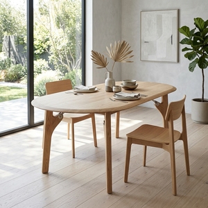 Modern Oval Solid Wood <b>Dining</b> <b>Table</b> Elegant Curved <b>Wooden</b> Furniture For <b>Rustic</b> Contemporary Home Decor Setup Art Design Pure Art - Product Image 4