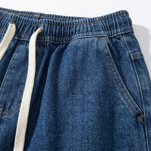 Loose Fit Wide Leg Denim Pants for <b>Men</b> Elastic Waist <b>Drawstring</b> Baggy <b>Jeans</b> Hip Hop Straight Streetwear Casual Pants for <b>Men</b> - Product Image 5