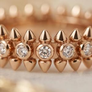 Bague en laiton plaqué or rose avec zircon à pointes, bijou géométrique punk pour cadeau de fête - Product Image 3