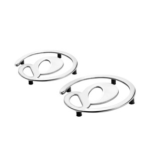 High-Quality Mirror Polished Stainless Steel Round Trivet Set of 2 Heavy Duty Heat-Resistant Hot Pot <b>Stand</b> With Anti-Skid Feet - Product Image 1