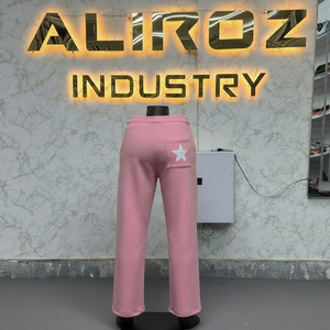 Customizable Cotton Sweat Pants Breathable Solid Loose Fit Mid Waist Casual Street Style <b>Trouser</b> - Product Image 6