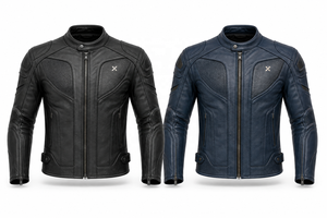 Chaqueta de Motocicleta Modular de Cuero Blindado |   Negro Borgoña Azul |   Fabricante OEM ODM |   Diseño de Calidad Premium |   Ropa de Carreras | - Product Image 4