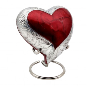 Urna Funeraria de Metal en Forma de Corazón Mini Hecha a Mano con Soporte, Pequeñas Urnas Conmemorativas para Cenizas, Venta al por Mayor B2B de Urnas y Frascos para Cremación - Product Image 1