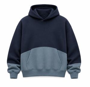 Sweat-shirt polaire à capuche d'hiver haut de gamme bicolore avec poche contrastante, coupe classique, service OEM, streetwear personnalisé, couleur décontractée - Product Image 1