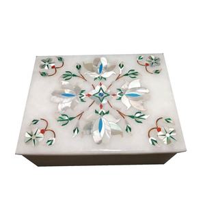 Joyero con incrustaciones indias hecho a mano de forma rectangular Para Boda y decoración del hogar - Product Image 1