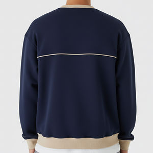 Sweat-shirts pour hommes de haute qualité, brodés, à col rond et épaules tombantes, en coton lourd 100%, couleur unie, surdimensionnés - Product Image 2