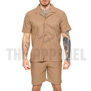 Conjunto de Dos Piezas para Hombre, Verano 2025, Color Sólido, Informal, Transpirable, Tejido de Poliéster/Algodón, Precio Muy Bajo, Venta al Por Mayor - Product Image 3