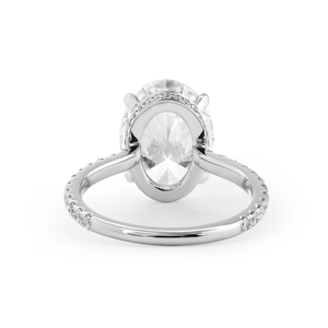 Ensemble de mariage en diamant ovale de 4 carats cultivé en laboratoire, or blanc 14 carats, certifié IGI, avec halo caché et bague cathédrale assortie - Product Image 6