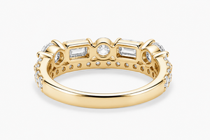 Anillo de Diamante Cultivado en Laboratorio, Bonito Regalo de Compromiso y Boda, Anillo de Doble Hilera con Múltiples Formas, Corte Esmeralda, Oro de 10K-18K, Plata de Ley 925/935 - Product Image 4