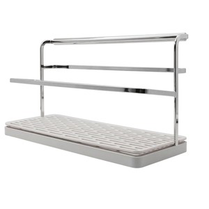 Modern 2 Tier Gold Metal Mug Rack Holder With Drip Tray Stylish Countertop <b>Tea</b> Cup Storage Organizer Display <b>Stand</b> For Kitchen - Product Image 5