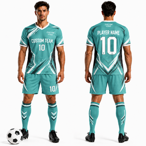 ชุดฟุตบอลสโมสร เสื้อ กางเกงขาสั้น ถุงเท้า ชุดลายเรขาคณิต น้ำหนักเบา ระบายความชื้นได้ดี ยืดหยุ่น ทนทาน สีไม่ซีดจาง ใส่สบายสำหรับการฝึกซ้อม - Product Image 4