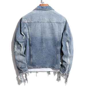 แจ็คเก็ตยีนส์สีพื้นสำหรับผู้ชาย ผลิตจากโรงงาน คุณภาพพรีเมียม รับทำโลโก้แบรนด์ แจ็คเก็ตยีนส์สำหรับขี่มอเตอร์ไซค์ - Product Image 2