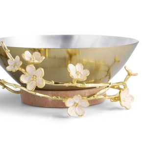 Tazón de Servir Elegante de Acero Inoxidable al por Mayor, Tazón Decorativo con Base Floral Dorada para Servir Ensaladas en Bodas y Fiestas - Product Image 4