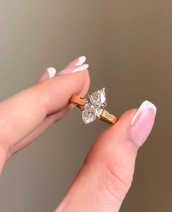 2.5 Carat Marquise Lab grown <b>Diamond</b> <b>Ring</b>, 14k Yellow Gold Engagement <b>Ring</b>, IGI Certified - Product Image 1
