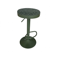 Tabouret de bar moderne en métal vert olive, pivotant, réglable en hauteur, avec siège en tissu texturé pour la maison