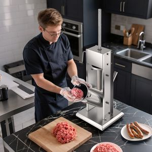 Embutidora manual de salchichas de doble velocidad 11 LBS/5 L, de acero inoxidable, vertical, con elemento calefactor para embutidos - Product Image 3