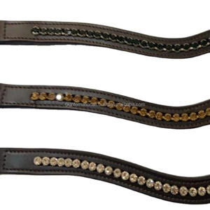 Nouveau design fait à la main vide canal selle cuir cheval sourcil bande pour bride incrusté de 1 rangée cristaux multicolores bling chaîne - Product Image 1
