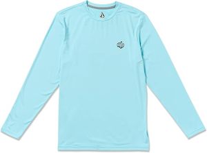 Maillot de bain anti-UV à manches longues pour homme, bleu clair, 100 % polyester, avec logo imprimé sur le devant - Product Image 2