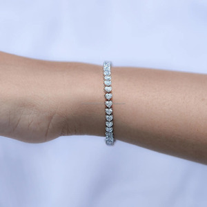 Elegant Heart Shape Diamond Tennis <b>Bracelet</b> in White Gold, Dainty Luxury Wrist Jewelry for Women, Minimal Romantic Everyday Were - Product Image 1