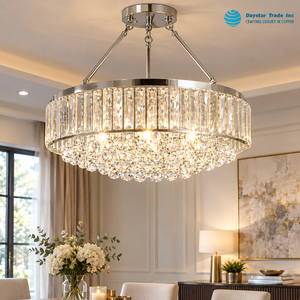Daystar Trade Modern Circular Iron & <b>Crystal</b> <b>Chandelier</b> 120W 3500K CRI 90 Ra 90 High Brightness Indoor Ceiling Light - Product Image 1