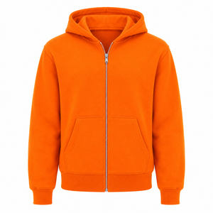 Custom Logo Mens Zip Hoodie Heavy Weight Fleece Full Zipper Hooded Sweatshirt Split Kangaroo Pocket Casual Blank Men Zip Hoodie - Product Image 1