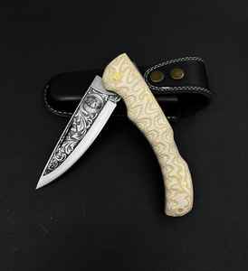 Navaja de Bolsillo Plegable de Acero con Alto Contenido de Carbono Grabada, Acero D2 Premium, Diseño Personalizado, Compatible con ODM, para Hombres, Mujeres, Cazadores, Regalos DIY - Product Image 1