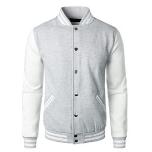 Varsity Jacket Baseball Letterman Varsity Bomber Jacket PU Baseball Varsity Jacket <b>Men</b> Casual Crocheted - Product Image 1