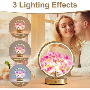 Rechargeable Cordless 3 Way Dimmable <b>Small</b> Night <b>Light</b> Hydrangeas Flower Touch Lamp Birthday Gifts for Women Mom Table Lamps - Product Image 3