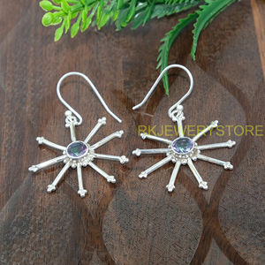 ต่างหูพลอยมิสติกโทแพซ เงินแท้ 925 ต่างหูแบบห้อย ต่างหูห้อยระย้า เครื่องประดับพลอยมิสติกโทแพซ ของขวัญสำหรับเธอ - Product Image 4