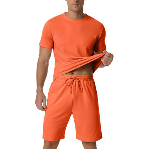 ชุดเซ็ตเสื้อยืดแขนสั้นและกางเกงขาสั้นแฟชั่นใหม่สุดฮิตสำหรับฤดูร้อน เสื้อผ้าผู้ชาย ชุดลำลองน้ำหนักเบาสำหรับฤดูร้อน - Product Image 4