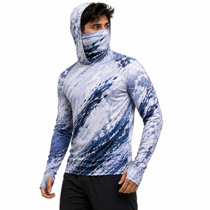 Sudadera con Capucha de Manga Larga para Hombre, Color Azul Océano y Blanco, para Pesca en Alta Mar, con Estampado Digital Kingfish, Secado Rápido, Protección Solar UPF 50 - Product Image 4