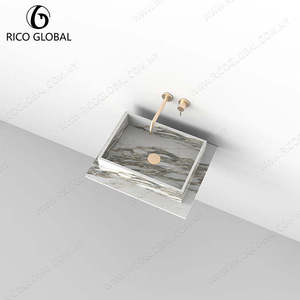 อ่างล้างหน้าติดผนังรูปทรงสี่เหลี่ยมหินอ่อน RICO GLOBAL ดีไซน์ร่วมสมัยแบบขัดเงา - Product Image 4